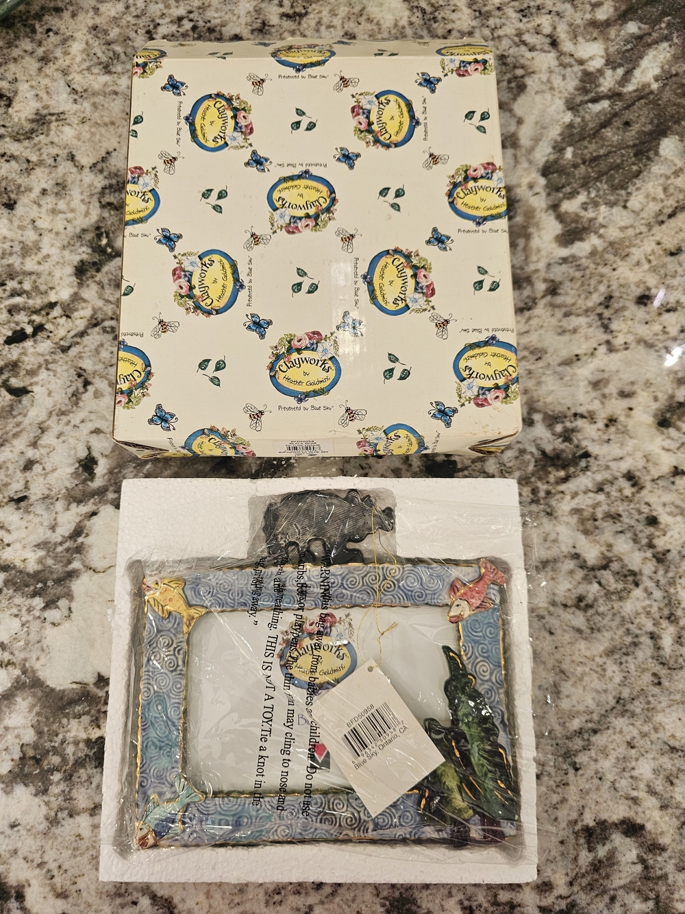 Blue Sky Blue and Gold Ceramic Animal Accent Picture Frame